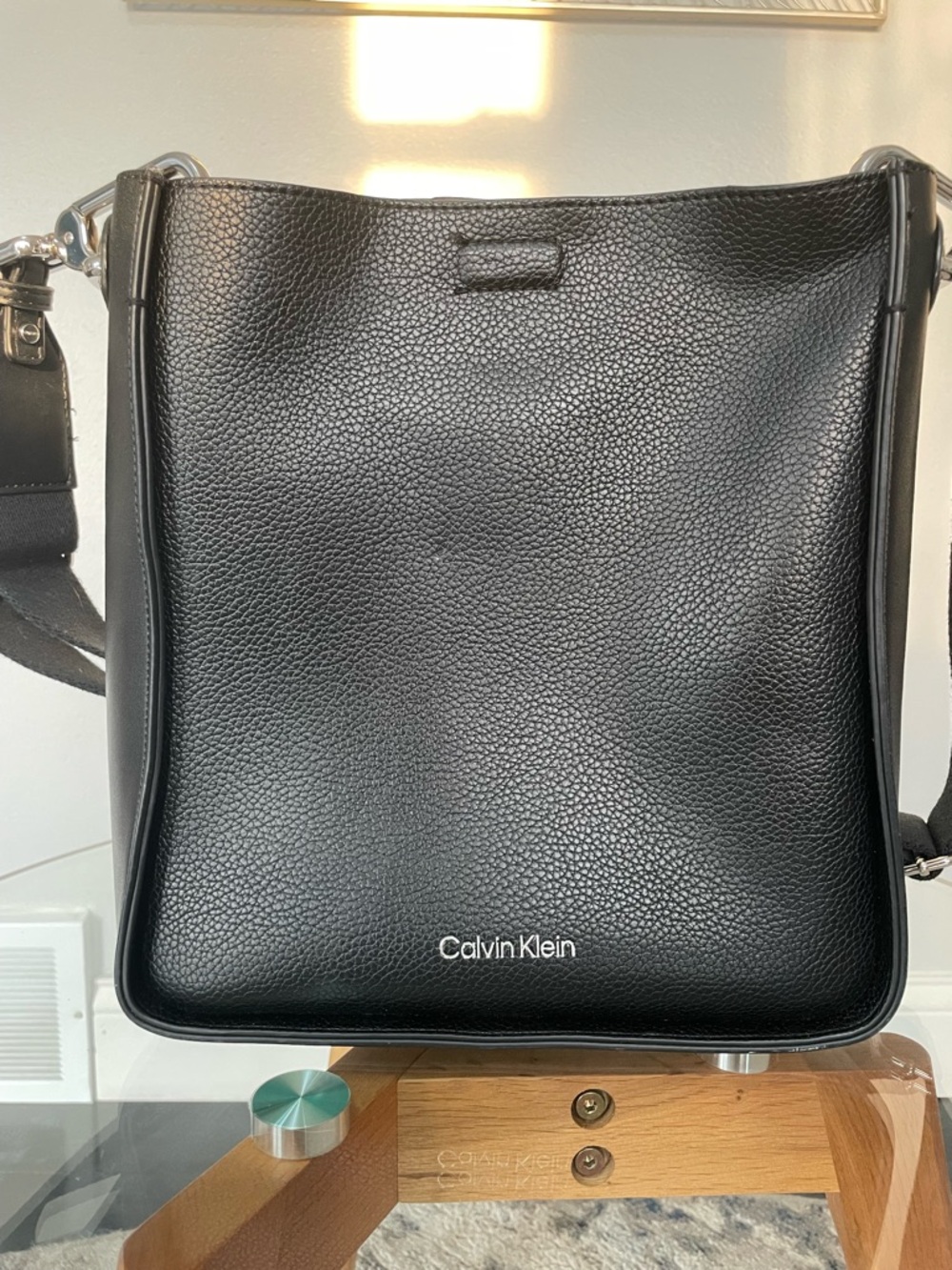 Calvin Klein Black Pebbled Messenger Bag